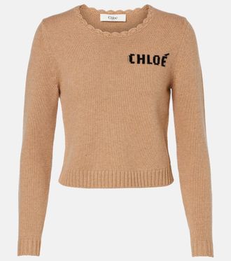 Chlo&eacute; Logo wool and cashmere sweater