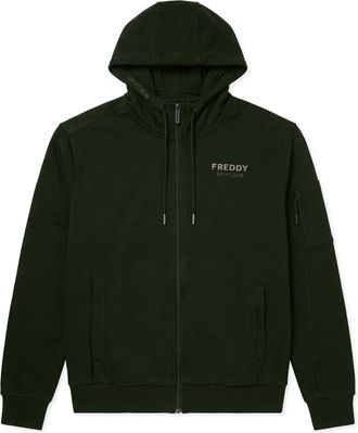 Freddy Felpa da Uomo con Cappuccio, Zip e Taschino sul Braccio