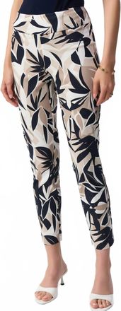 Joseph Ribkoff Tropical Print Slim Cropped Pants In Vanilla/multi