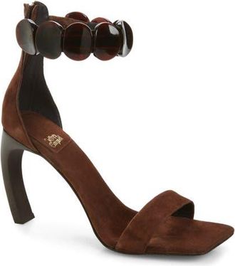 Jeffrey Campbell Palia Ankle Strap Sandal in Brown Suede Combo at Nordstrom, Size 7.5