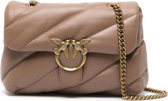 Pinko Quilted Love Birds Schoudertas - Dames - Schoudertassen - Bruin - ONE Size - Leer - Tassen