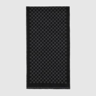 Gucci GG Wool Viscose Lam&eacute; Scarf, Black