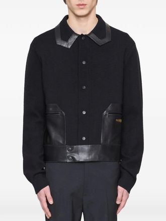 Amiri leather patch shirt jacket - men - Fabric - M - Black