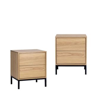 Klast Pack 2 mesitas de noche efecto madera natural 45 x 55 cm