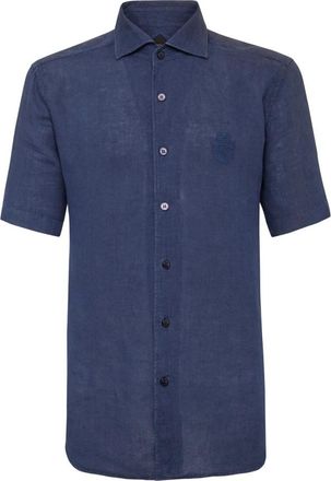 Billionaire Boys Club Shirt Crest - Heren - Korte mouwen Overhemden - Blauw - XS - Linnen - Overhemden