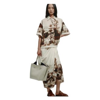 Erika Cavallini Semi Couture Poplin Shirt met Paesaggio Print - Dames - Overhemden - Veelkleurig - L - Katoen - Overhemden