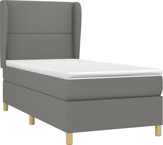 vidaXL Cama Box Spring Con Colch&oacute;n Tela Gris Oscuro 100x200 Cm Vidaxl