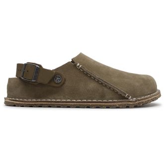 Birkenstock Lutry Premium Suede Leather Unisex Slippers Sandals - Gray Taupe - Size:UK 10.5