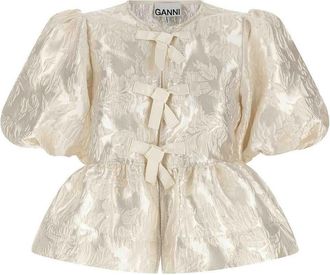 Ganni Satin Peplum Blouse