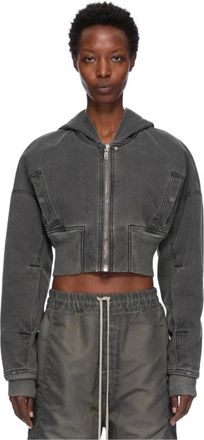 Rick Owens Hooded Cropped Flight - Dames - Jassen - Grijs - Maat: M Katoen