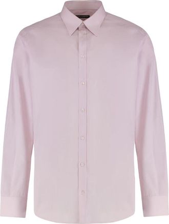 Dolce & Gabbana Martini overhemd in poplin - Heren - Zakelijke Overhemden - Roze - 3XL - Katoen - Overhemden
