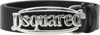 Dsquared2 Zwarte leren damesriem met logogesp - Dames - Riemen - Zwart - L - Accessoires