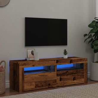 Berkfield Home TV Cabinet with LED Lights Old Wood 120x35x40 cm Engineered Wood in Brown | Size: 120 x 35 x 40 cm