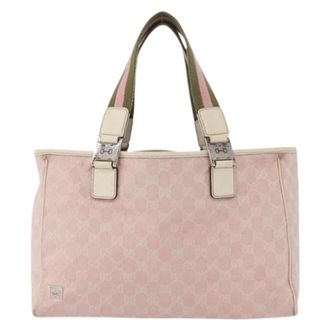 Gucci Pre-owned Tote Bags, female, Pink, Size: ONE SIZE Pre-owned Web Handle Buckle Tote