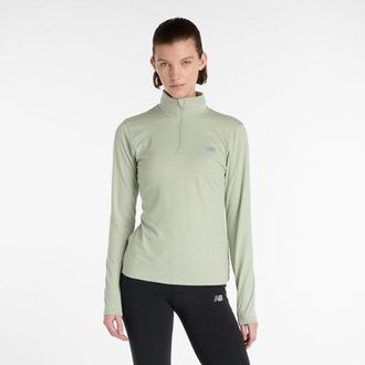 New Balance Mujer Sport Essentials Space Dye 1/4 Zip en Verde, Poly Knit, Talla XS