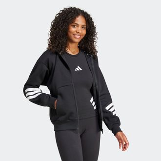 adidas Kapuzensweatshirt ADIDAS SPORTSWEAR W FI 3S FZ HD, Damen, Gr. XS, schwarz, Obermaterial: 67% Polyester, 33% Baumwolle, angesetztes B&uuml;ndchen, Sweatshir