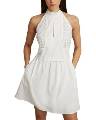 Reiss Eden Linen-Blend Broderie Sleeveless Mini Dress