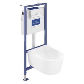 Villeroy & Boch Pack Inodoro Suspendido Sin Borde Villeroy Et Boch Avento + Estructura Soporte Viconnect Pro + Asiento + Placa Cromada