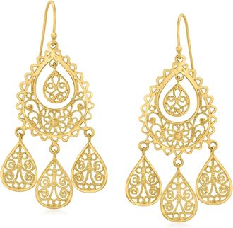 Ross-Simons 18kt Gold Over Sterling Filigree Chandelier Earrings