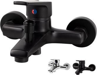OEM Grifo Mezclador De Ba&ntilde;o Negro, Monomando, De Pared, Estilo Industrial Para Ba&ntilde;o, F&aacute;cil Instalaci&oacute;n