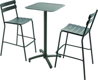 Oviala Conjunto de mesa alta reclinable y 2 sillas altas en aluminio verde