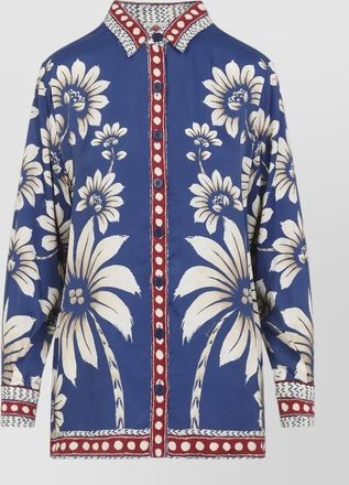Farm Rio floral-print viscose pajama shirt