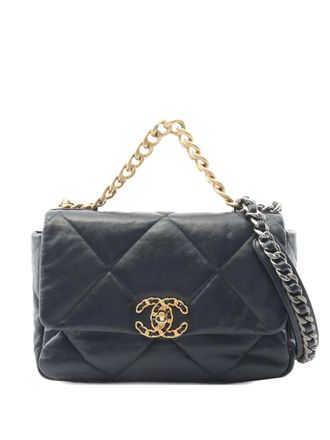 Chanel 2019 Medium Lambskin 19 Flap satchel - Blue