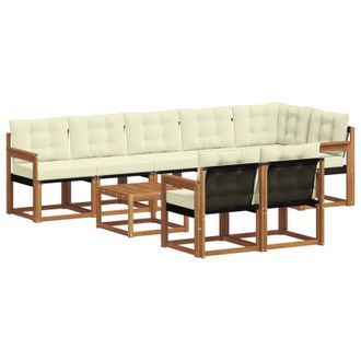 vidaXL Conjunto De Sof&aacute;s De Exterior Con Coj&iacute;n 9 Pcs Natural Y Crema Vidaxl