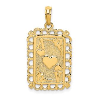 Diamond2Deal 14k Yellow Gold Hearts Ace Playing Cards Charm