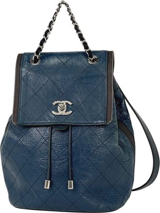 Chanel Matelasse Navy Leather Backpack (Pre-Owned)