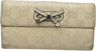 Gucci Pre-owned Wallets, female, Beige, Size: ONE SIZE Pre-owned Canvas Wallet