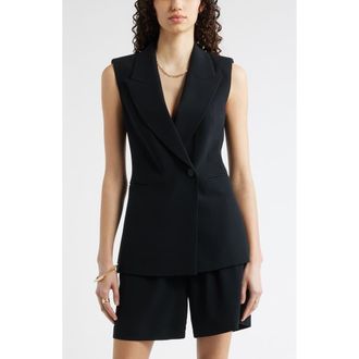 Nordstrom Sleeveless Crepe Blazer in Black at Nordstrom, Size Xx-Small