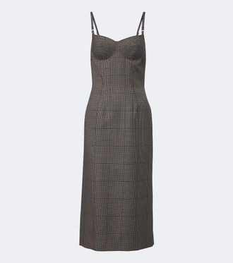 MUGLER Houndstooth wool midi dress