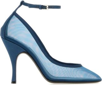Alaia Blue Mesh Ankle-strap Pumps
