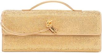Bottega Veneta Long Andiamo Crystal Embellished Clutch in 9776 Porridge /Gold at Nordstrom
