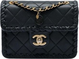 Chanel Pre-owned Vintage Gevlochten Leren Crossbody Tas - Dames - Vintage Schoudertas - Zwart - ONE Size - Leer - Vintage