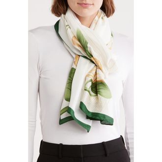 La Fiorentina Floral Print Scarf in Green at Nordstrom Rack