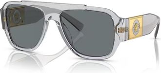 Versace Mens Ve4436U Pilot Aviator Non-Polarized Sunglasses In Transparent Grey