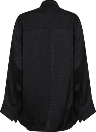 Balenciaga Womens Black Jacquard Satin Cocoon Shirt Viscose