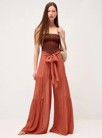 Twik Womens Tiered smocked-waist pant