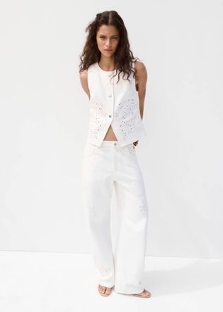 Mango Jeans balloon ricamati con trafori bianco - Donna - 36 - MANGO