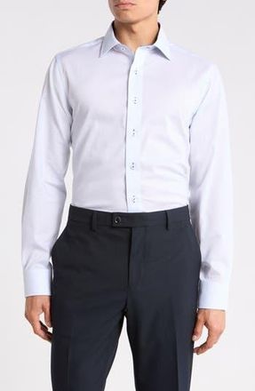 Lorenzo Uomo Trim Fit Textured Cotton Dress Shirt in Coconut at Nordstrom Rack, Size 14.5 - 32