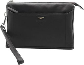 Aeronautica Leren Clutch - Heren - Tassen - Bruin - ONE Size - Leer - Tassen
