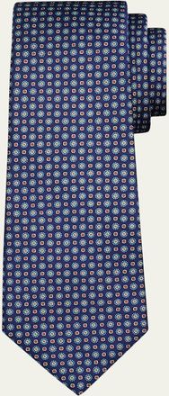 Kiton Mens Micro-Medallion Silk 7-Fold Tie