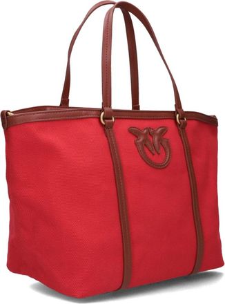 Pinko Rode Textiel Shopper voor Lente en Zomer - Dames - Shoppers - Rood - ONE Size - Tassen