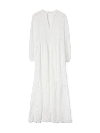 MC2 Saint Barth Tiered Eyelet Embroidery Maxi Dress