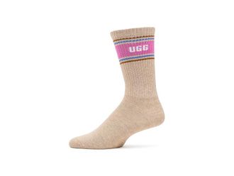 UGG Jedlyn Varsity Crew Womens Sock Sand Heather/Woodviolet, Cotton/Polyester