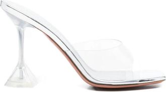 Amina Muaddi Lupita Glass 95 Mule - Dames - Muiltjes - Grijs - 40 EU - Leer - Schoenen