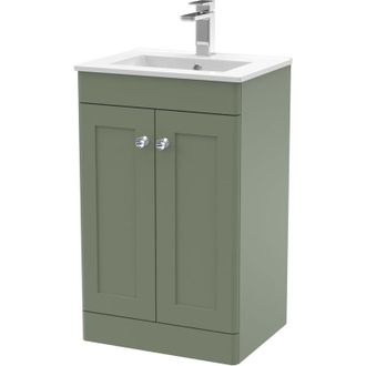Nuie Nuie - Classique Floor Standing 2-Door Vanity Unit with Basin-2 500mm Wide - Satin Green