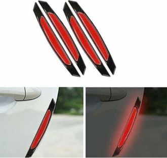 OEM (rojo) Juego De 4 Pegatinas Reflectantes Universales De Fibra De Carbono Para Los Bordes De Las Puertas De Los Coches - Para Coches, Suv, Camionetas Y